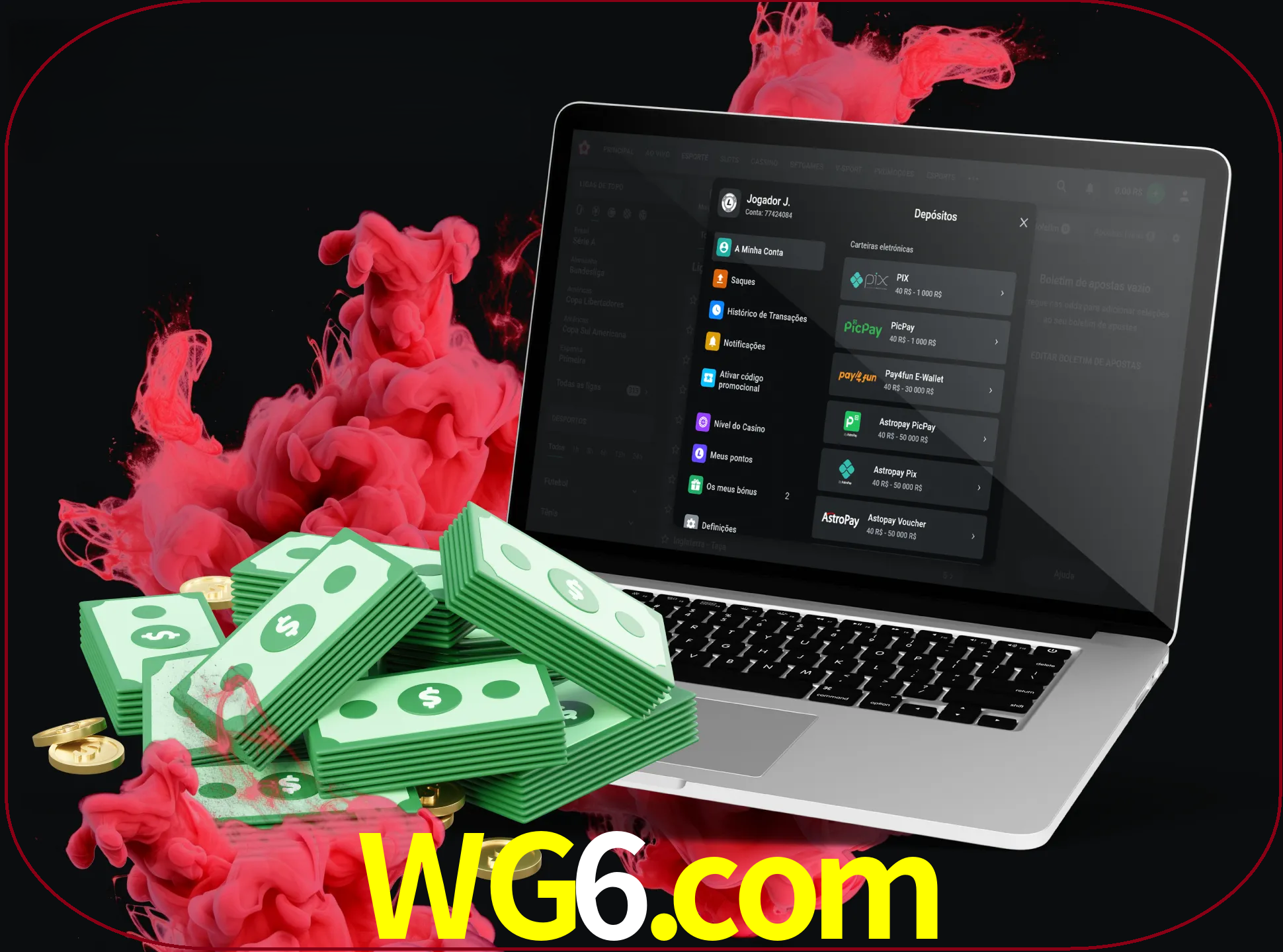 Para efetuar um depósito na sua conta wg6, basta escolher o método de depósito e especificar o montante.