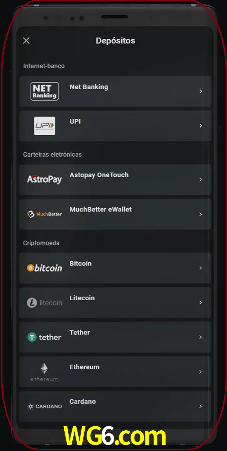 Você pode usar métodos alternativos de depósito.